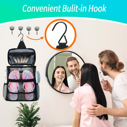 Dorm Room Essentials for Guys Girls Boys, Quick Dry Mesh Shower Caddy Portable, Large Capacity Toiletry Bag with Hanging Hook, Travel Beach Camping Cruise Ship Essentials, Birthday Gifts for Women Man