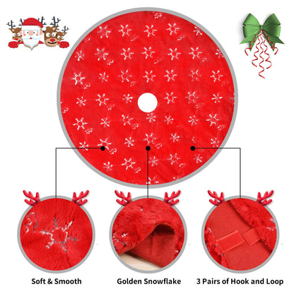 Christmas Tree Skirt - 36 Inches Large Red Tree Skirt with High - End Soft Faux Fur Tree Skirt for Christmas Decorations Indoor Outdoor - Red
