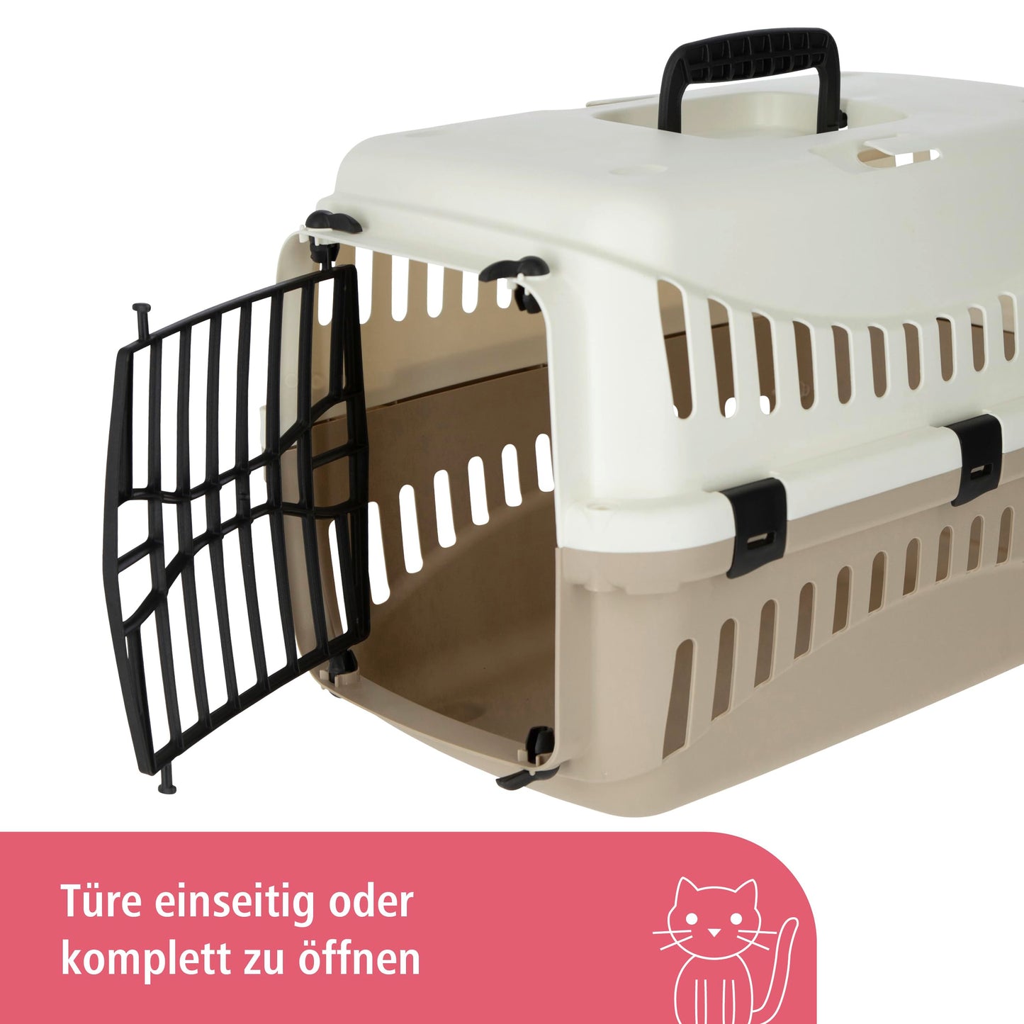 Kerbl Transport Box Expedion with Plastic Door, 45 x 30 x 30 cm, Cream/ Taupe