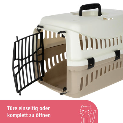 Kerbl Transport Box Expedion with Plastic Door, 45 x 30 x 30 cm, Cream/ Taupe