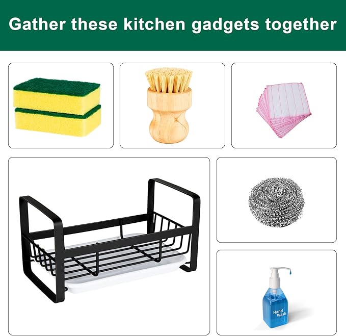 TEZZ Sponge Holder for Kitchen Sink- Stainless Steel Kitchen Sink Caddy for
