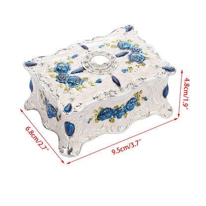 Hipiwe Vintage Trinket Box Metal Jewelry Box Wedding Ring Box Keepsake Box Treasure Box Chest Ornate Antique Finish Engraved Box Case Small