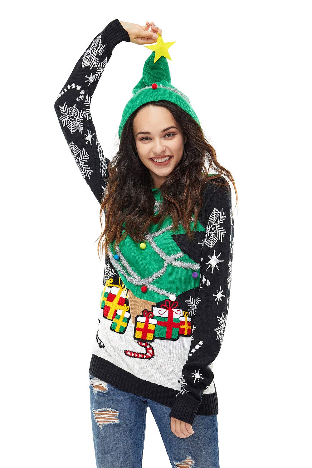 Women Ugly Christmas Hoodie for Adult Men`s Unisex Xmas Hooded Sweater Pullover for Party Festive A Season Star was Born Medium