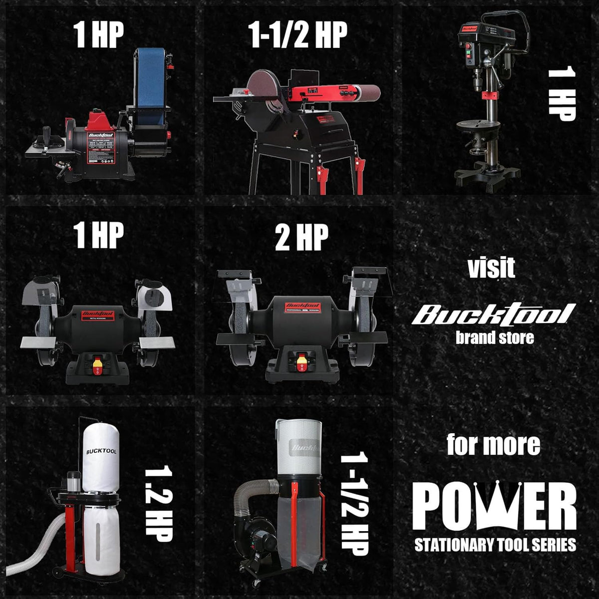 Bucktool Combo 2" x 42" Belt Sander 6" Bench Grinder, Knife Sharpener with Large Work Table BG2600 Upgraded Model