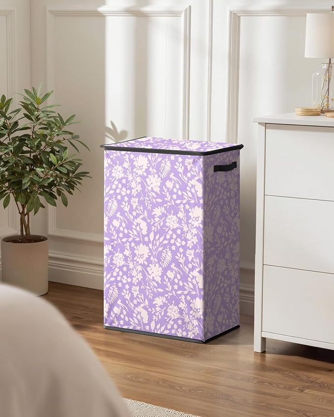 SOLEDI Laundry Hamper with Lid, 90L Tall & Large Floral Laundry Basket