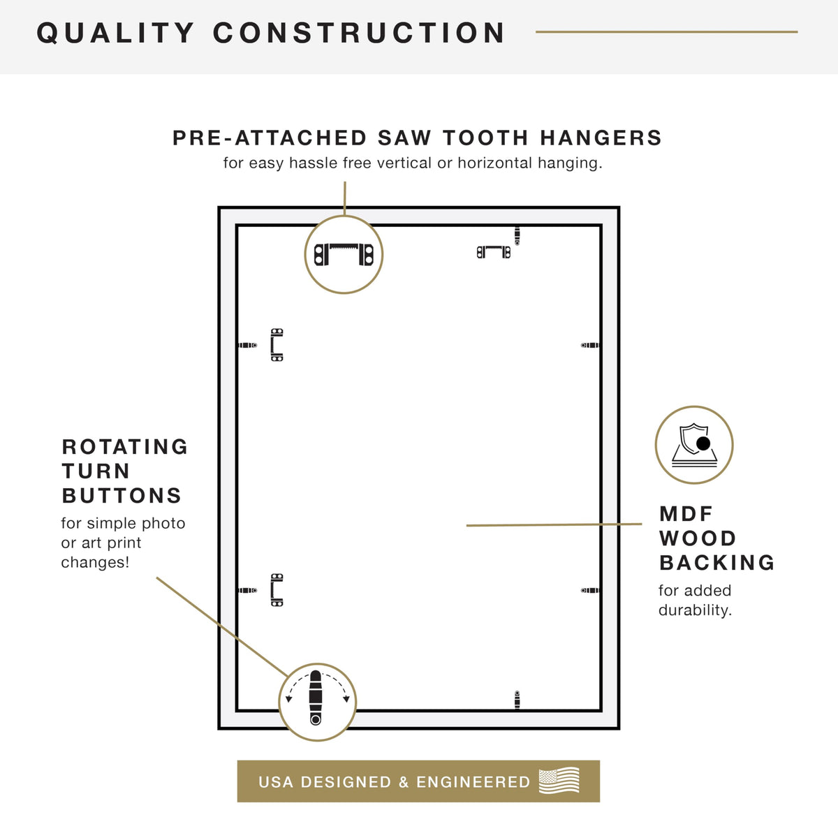 MCS Studio Gallery 18x24 Poster Frame Walnut Woodgrain Engineered Wood, Vertical & Horizontal Wall Hanging Large Picture Frame for Photos, Posters & Art Prints (1-Pack)