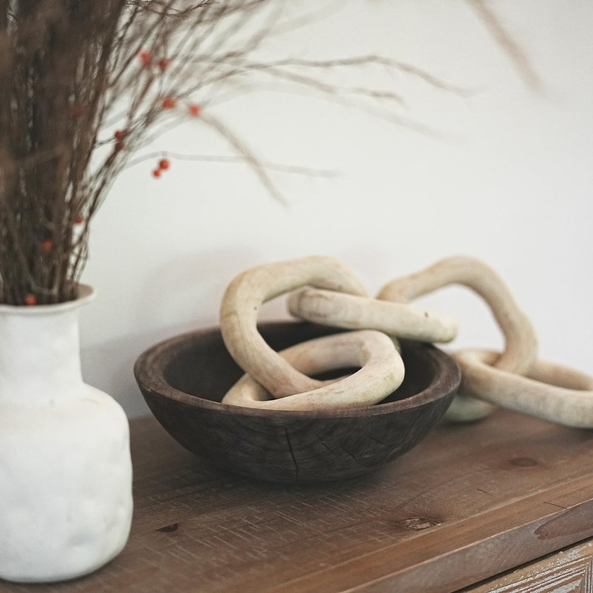 RUIRUICO Wooden Decorative Bowl, Farmhouse Centerpiece(Brown)