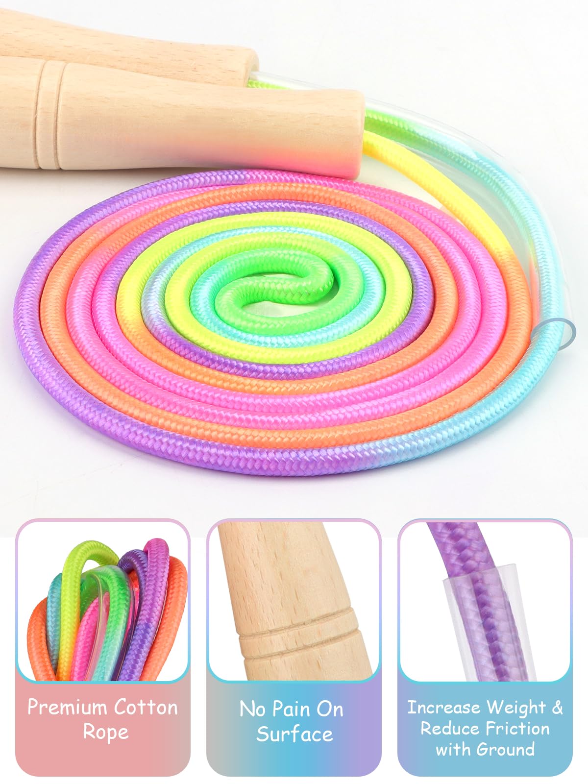 Jump Rope for Kids, Lorvain Adjustable Skipping Rope, Kids Jump Ropes with Wooden Handle for Girls Boys, Weighted Jumping Ropes for Fitness Workout Exercise Outdoor Fun Activity