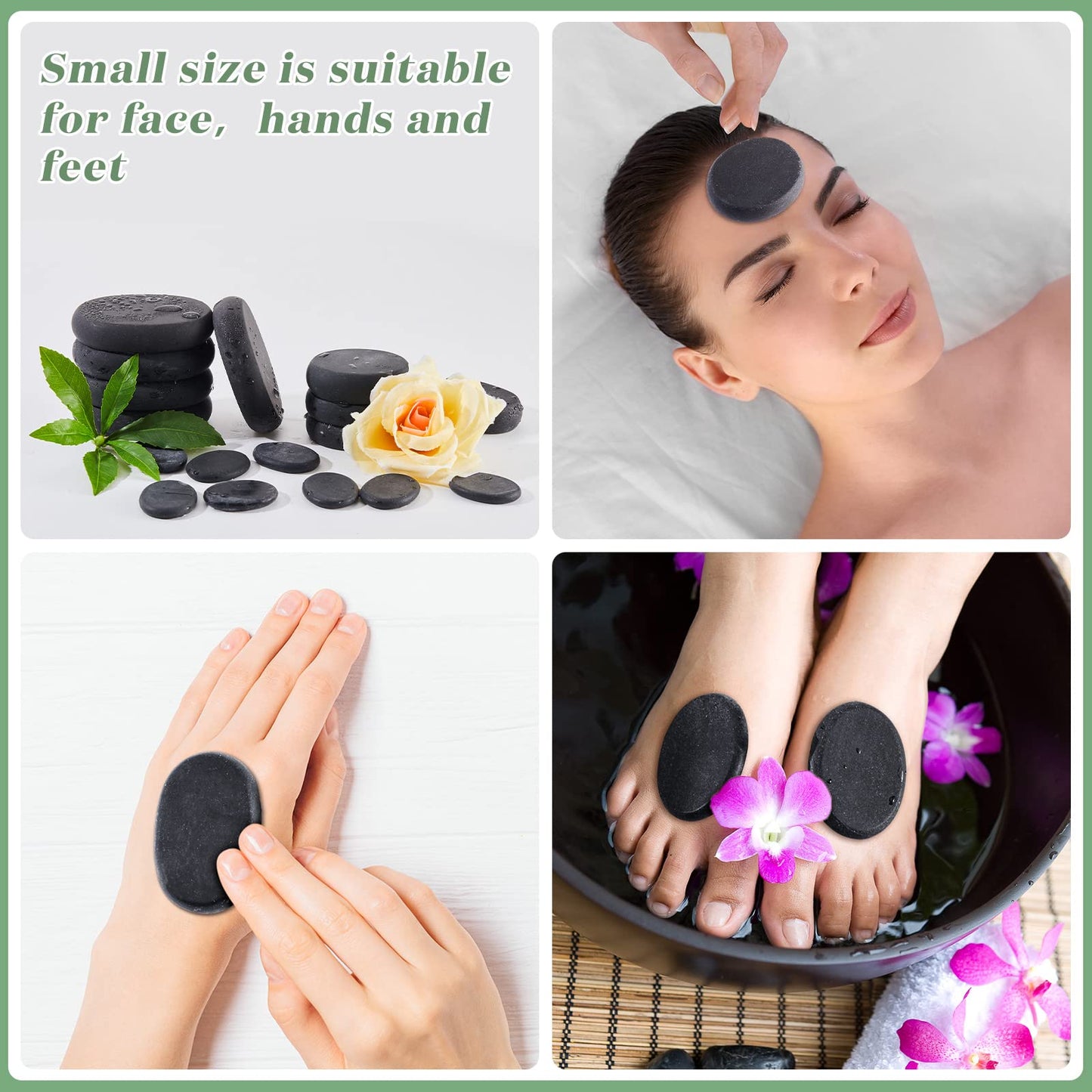 Patelai 30 Pcs Hot Stones for Massage, Basalt Hot Rocks Massage Rocks Kit Black Smooth Stones Set for Professional Home Spa Warming Relaxation and More, 4 Sizes