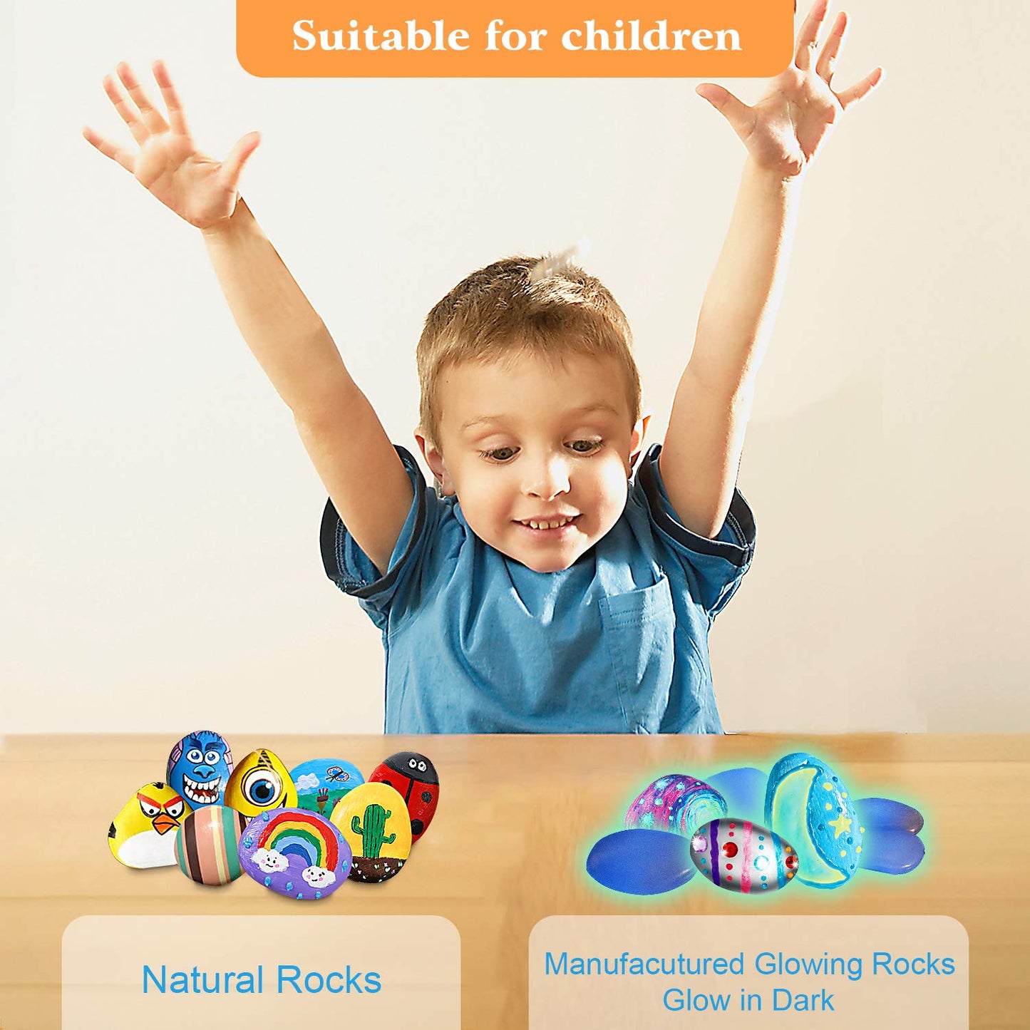 Lekebaby Rock Painting Kit, Arts and Crafts for Kids, Creative Toys & Gifts & Presents for Boys Girls Age 3-12 Year Old