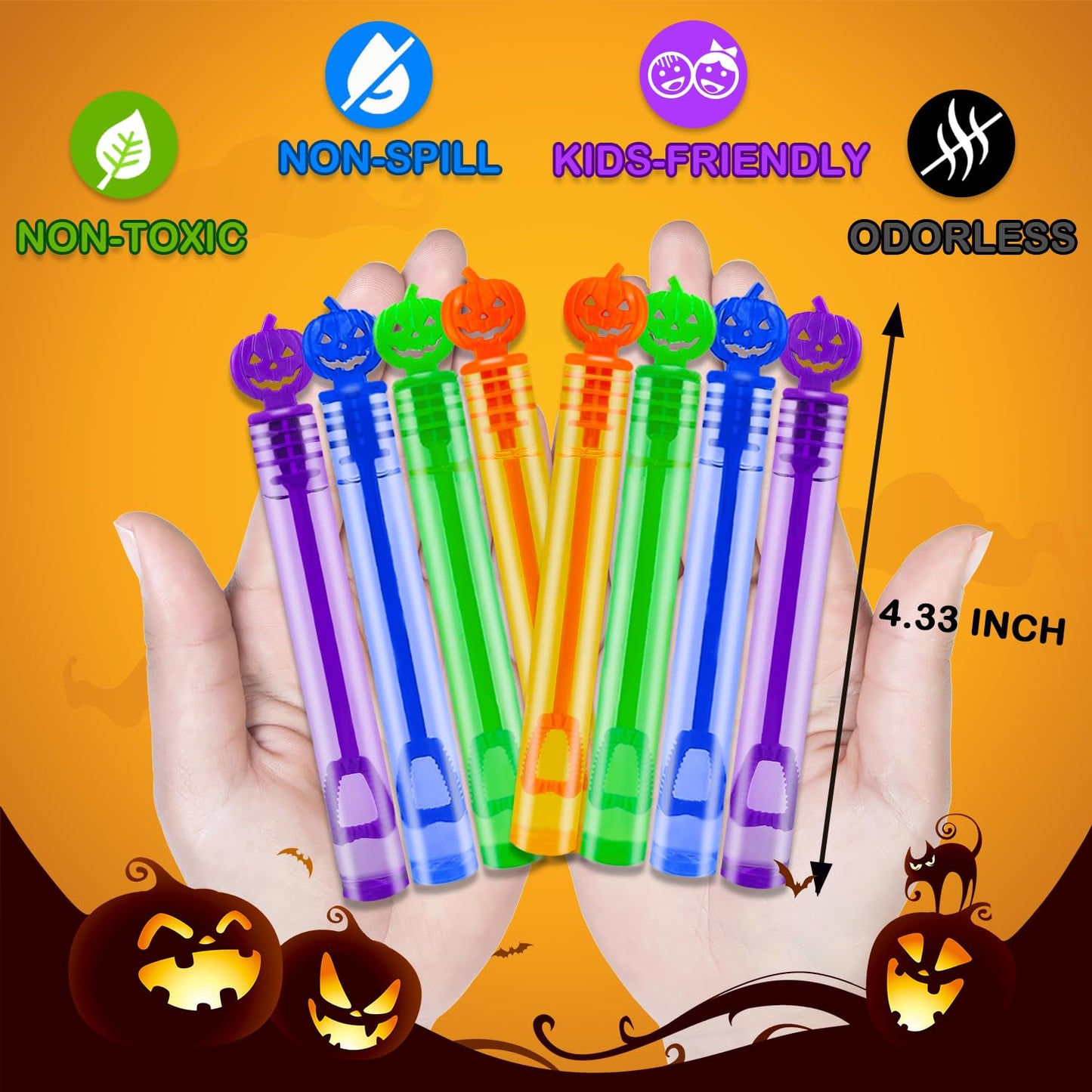 Halloween Treats Non Candy for Kids 32 Pack,Mini Bubble Wands for Toddlers, Halloween Party Favors Supplies Boo Basket Goodie Bag Stuffer Fillers,Small Classroom Toys Gifts Prizes Stuff for Boys Girls