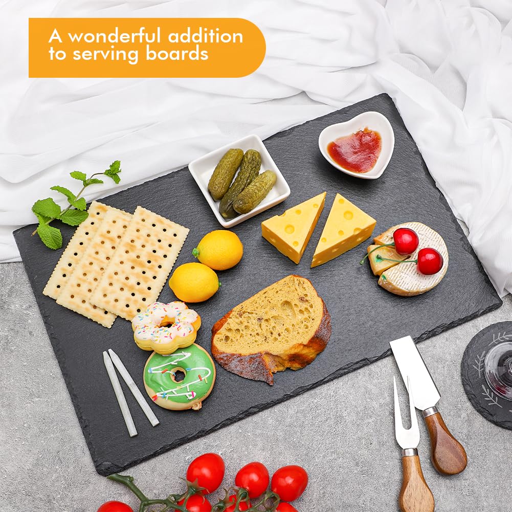 WLWNWFT 16 x10 in Slate Cheese Board Slate Board for Meat Cheese Appetizers, Serving Plate Tray Serving Stone Boards Platter with 1 Chalk for Christmas Housewarming
