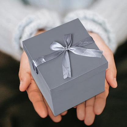 GP SUP 12 Packs Gift Boxes with Lids,Paper Gift Wrap Boxes 10x10x10cm,for Gifts, Bridesmaids, Chocolate, Cupcake, Crafting,Mother's Day(Silver, 4”×4”×4”)