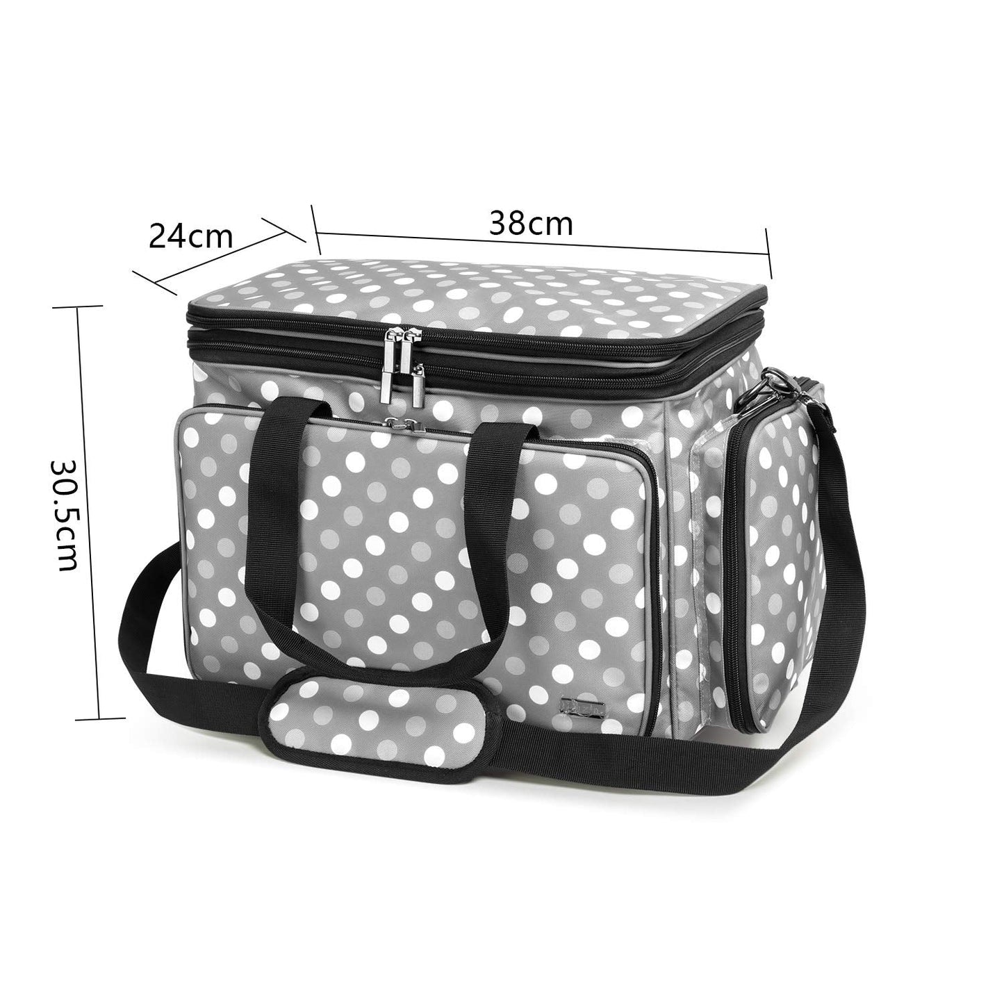 Luxja Knitting Bag - Yarn Storage Organiser for Carrying Projects, Grey Dots