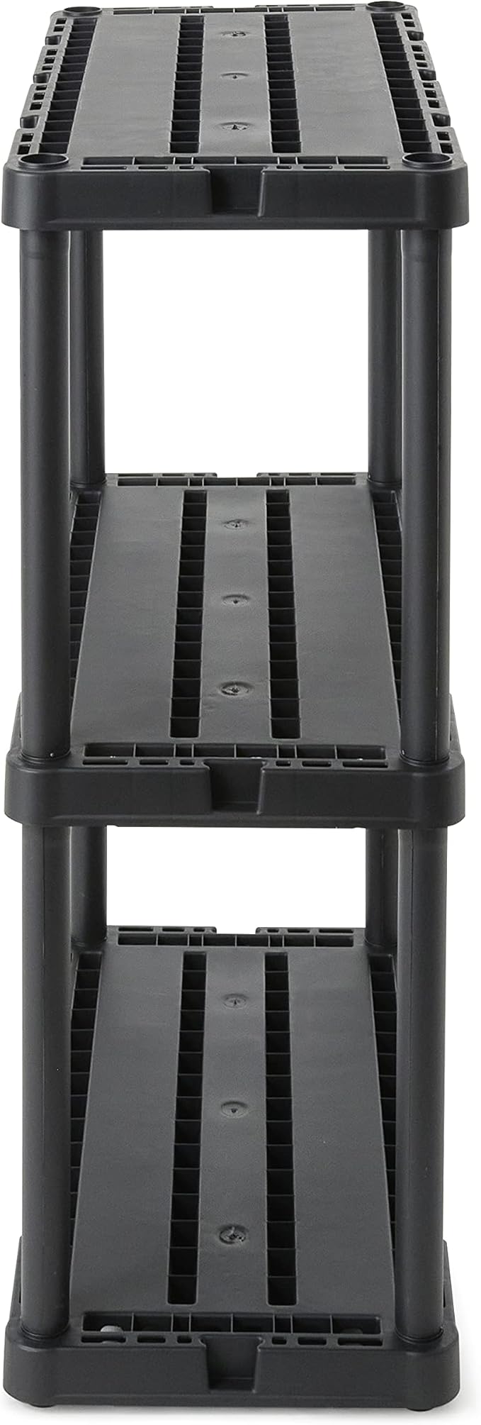 Gracious Living 2 Pack Light Duty Storage Shelves, Knect-A-Shelf 3-Shelf Ventilated Shelving Rack Organizer for Home, Garage, Basement, Laundry, Black