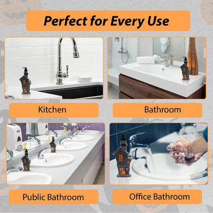 Simple Pleasures Haunted House Scented Liquid Hand Soap Dispenser - Autumn & Halloween Novelty Décor – Decorative Refillable Hand Pump for Kitchen Countertop and Bathroom Sink