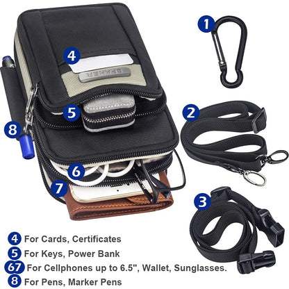 SPAHER Small Men's Side Bag - Outdoor Sports Hiking Waist Pack Crossbody Tactical MOLLE EDC Cellphone Pouch Belt Bum Business Fanny Hip Messenger Sling Travel Gym Bag