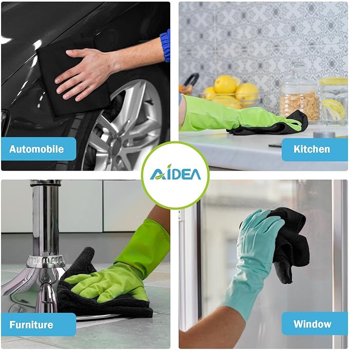 AIDEA Microfiber Cleaning Cloth Black 50PK, Microfiber Towels