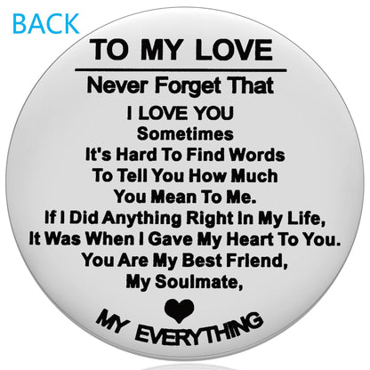 To My Love Pocket Hug Token Gift for Husband Valentines Day Gifts for Men Christmas Birthday Anniversary Jewelry Gift for Boyfriend Double Sided Message Engraved with Leather Keychain