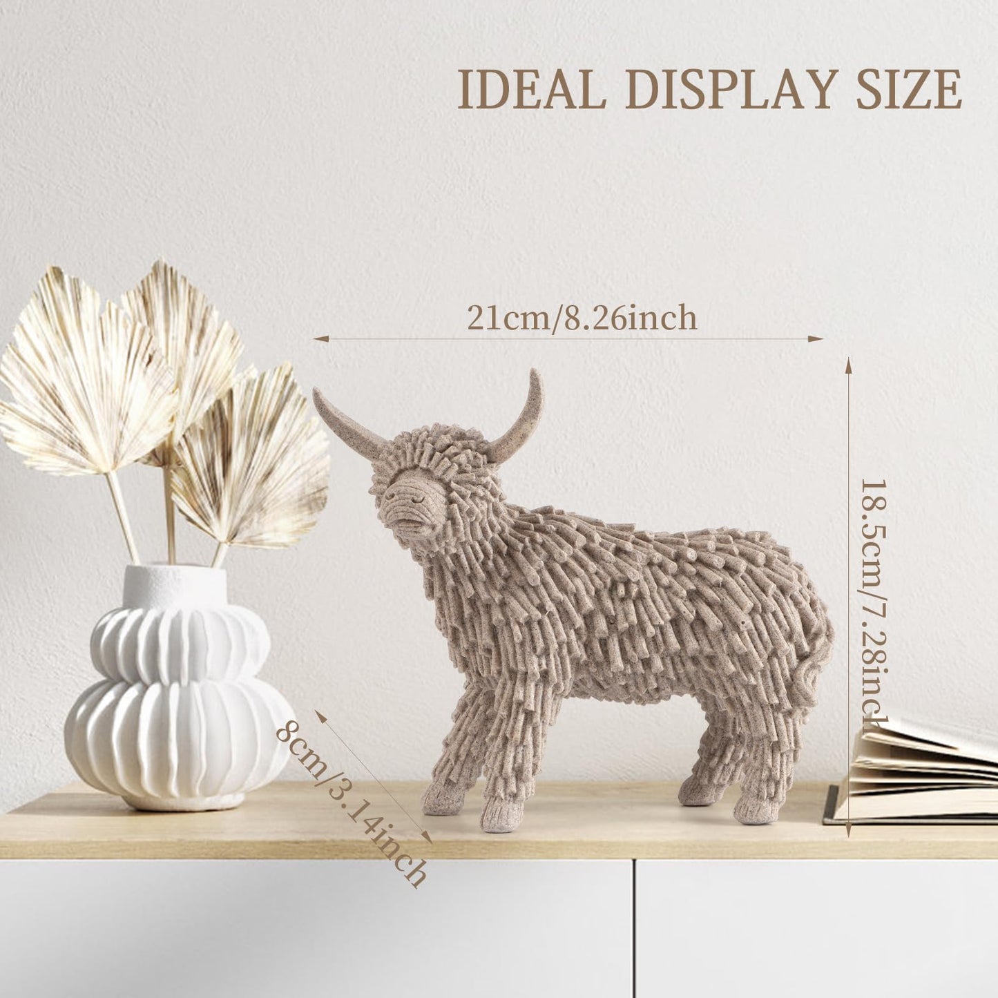 UDKKMK Yak Figurine Decor for Shelf Living Room Bedroom Bookshelf CoffeTable and Office Display,Symbolizes Resilience, Strength, and unwavering,Unique Gift for Mens Womens or Friends (Sandstone)
