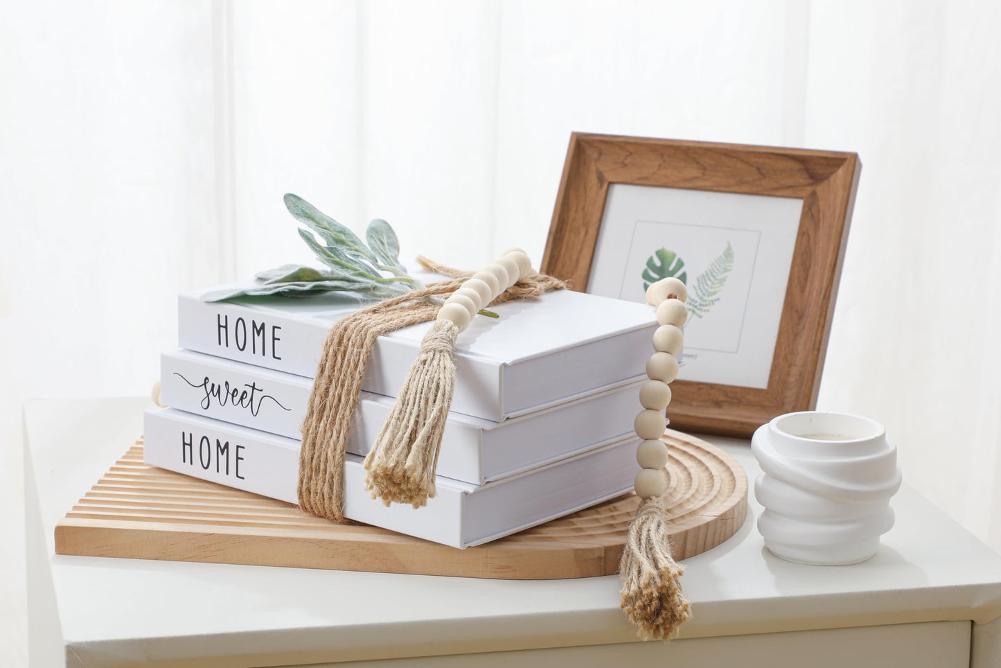 White Decorative Faux Books for Farmhouse & Living Room Decor - Coffee Table & Shelf Accent, Home Sweet Home
