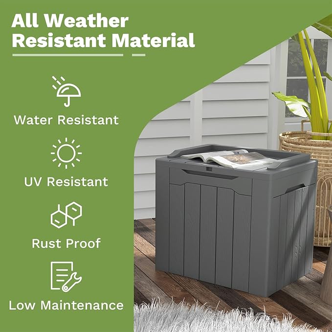 Patiowell 30 Gallon Resin Deck Box, Outdoor Storage Box for Patio Furniture, Deliveries, Pool Supplies,Waterproof and Lockable, Grey