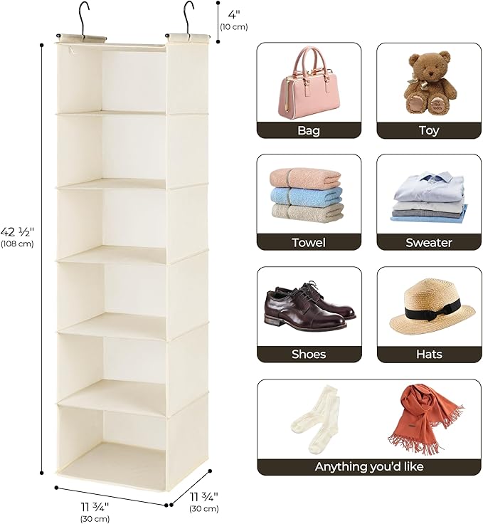 GRANNY SAYS 6 Shelf Hanging Closet Organizers and Storage, Collapsible Closet