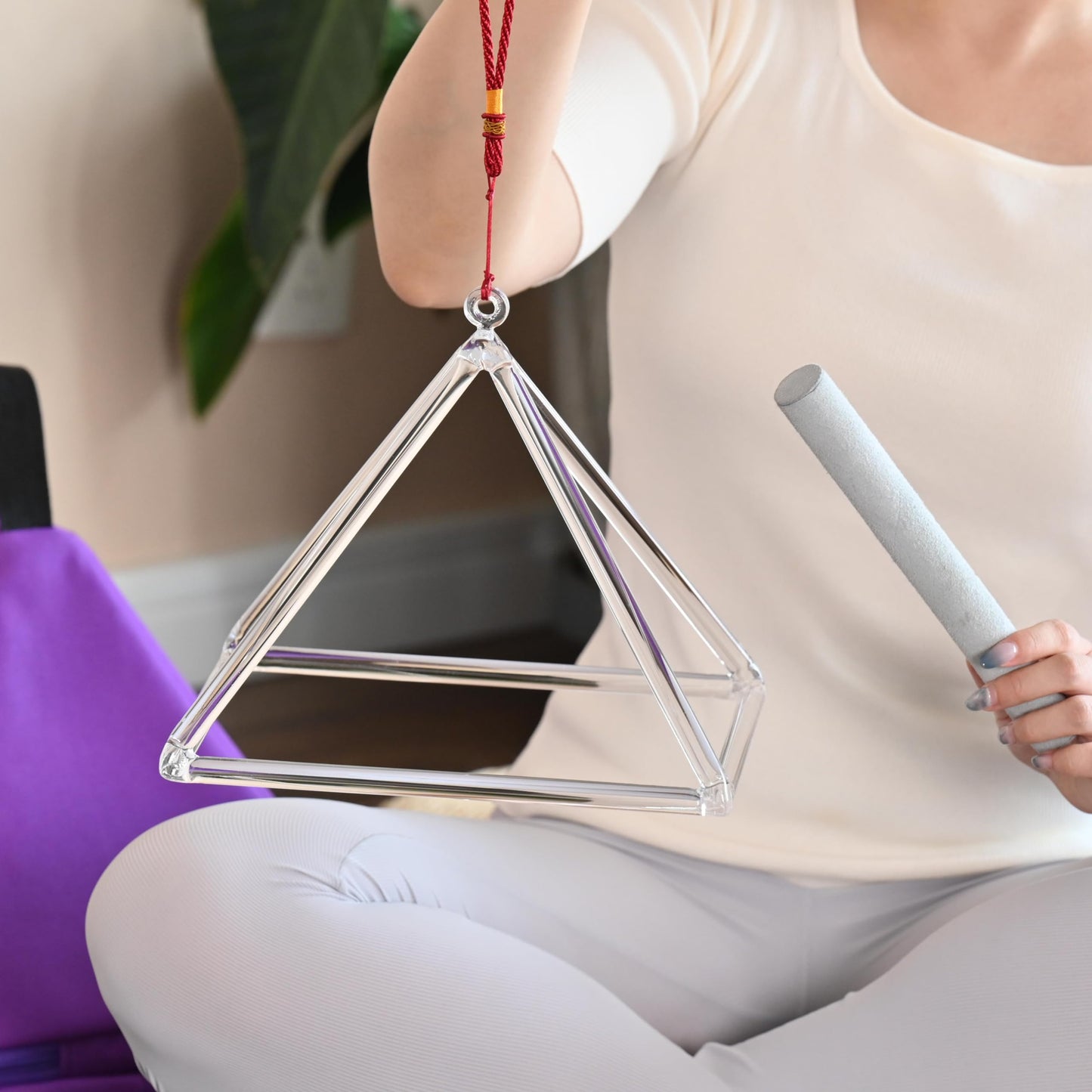 CVNC 12 Inch Quartz Crystal Singing Pyramid Healing Musical Instrument + Carry Case Bag Powerful Energy