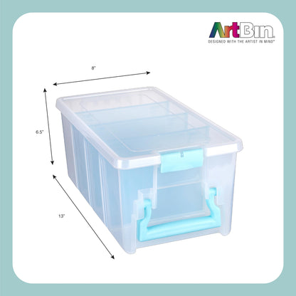 ArtBin 6925AB Semi Satchel with 3 Removable Dividers, Portable Art & Craft Organizer with Handle, [1] Plastic Storage Case, Clear, Gold, 0