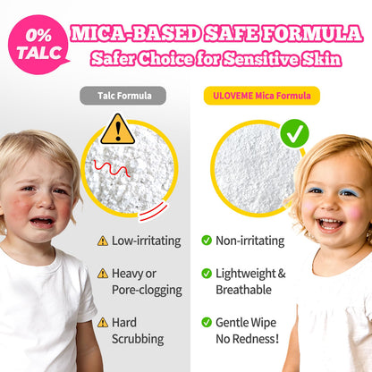 ULOVEME Mica-Based Kids Makeup, Talc Free Real Makeup Kit for Girls with Fluffy Purse - Hypoallergenic Makeup for Sensitive Skin Kids - Non Toxic & Washable - Gift for 5 -8 Years Old Girls Birthday