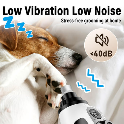 Casfuy Smart 6-Speed Dog Nail Grinder - 50% More Power Pet Nail Grinder with 2 LED Lights Quiet Rechargeable Electric Dog Nail Trimmers File Toenail Grinder for Large Medium Small Dogs & Cats (White)