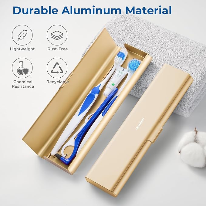 Wider Aluminum Toothbrush Travel Case, Portable Travel Toothbrush Holder