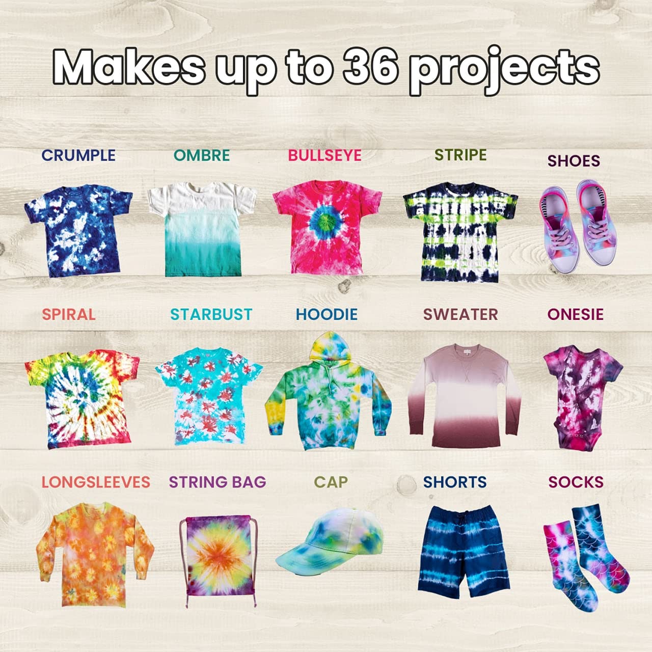 Hapinest Tie Dye Party Kit Arts and Crafts Gifts for Kids Girls and Boys Group Activities for Teens Ages 8 9 10 11 12 13 Years and Up - 18 Pre-Filled Bottles with 14 Vibrant Colors