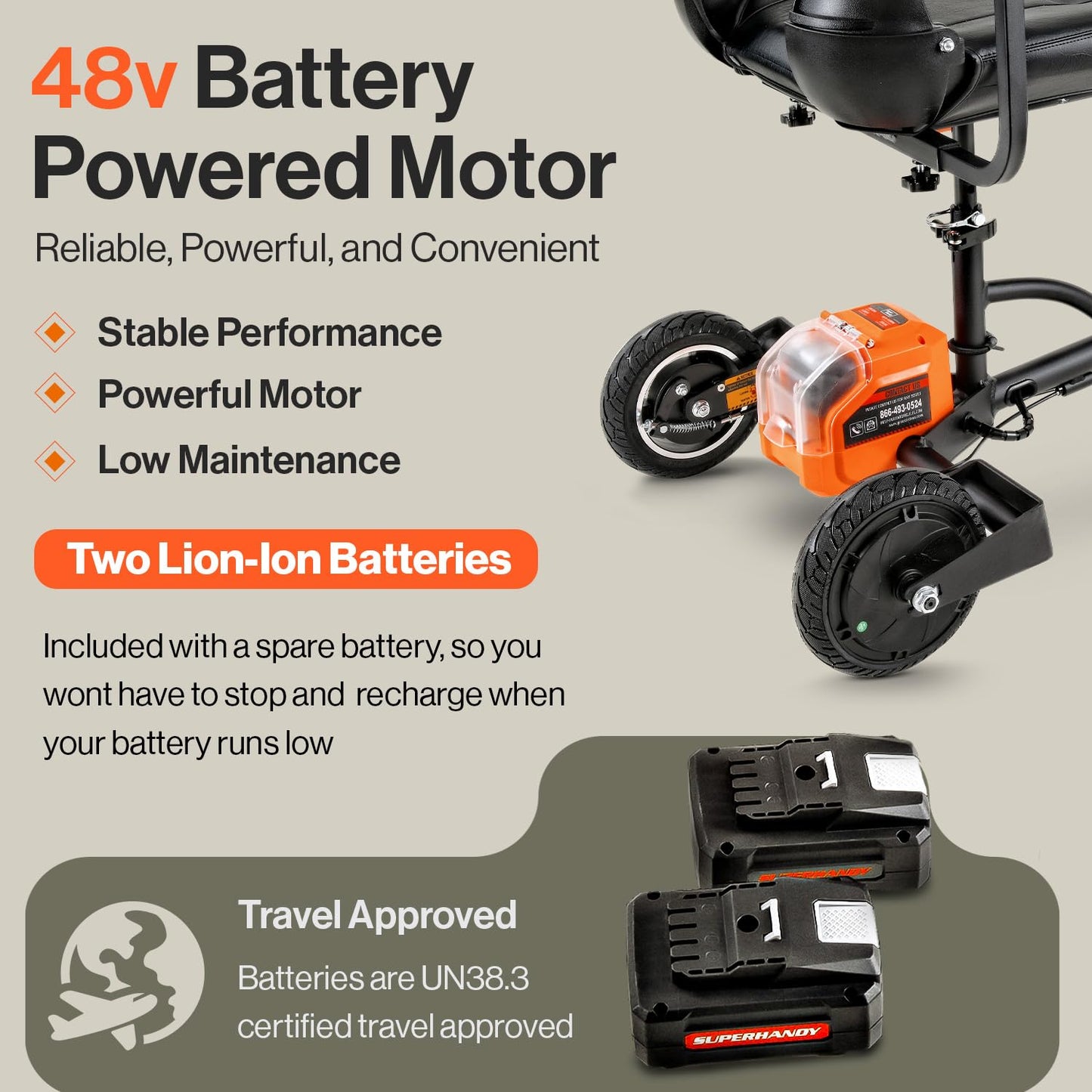 SuperHandy Passport Mobility Scooter & Electric Seat Lift Assist Cushion [Bundle Deal]