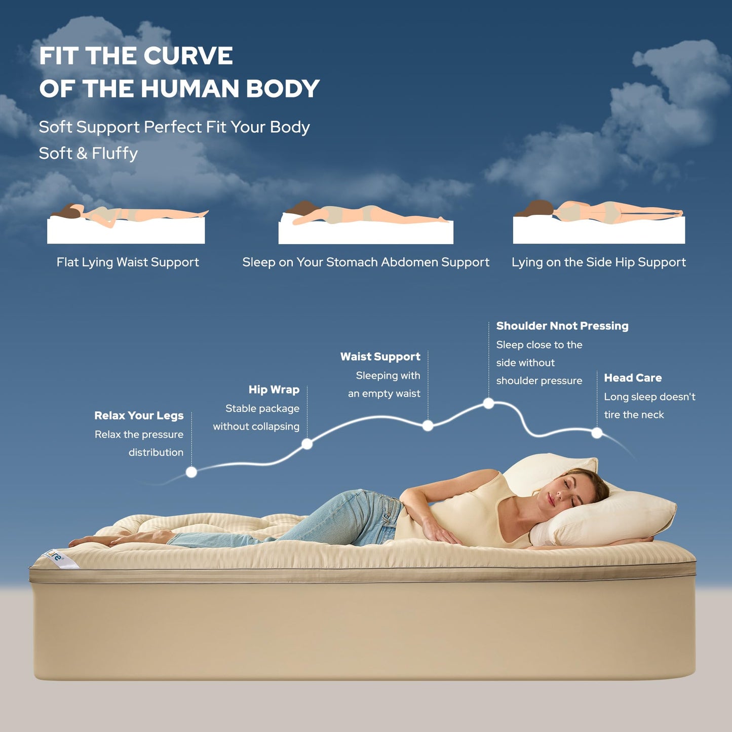 BEDLORE Twin Mattress Topper, Thick Pillow Top Pad for Back Pain Relief, Soft Mattress Cover with Deep Pockets 6-15 inch(Beige)