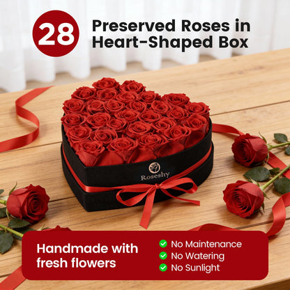 Valentines Day Flowers Roses Gifts for Her,16pcs Red Forever Preserved Roses in Heart Shape Gift Box,Valentines Day Delivery Prime Gifts-Roses Gifts for Women,Mom.