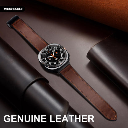 WestEagle Magnetic Leather Watch Band Compatible with Samsung Galaxy Watch Ultra 47mm (2024) Magnetic Buckle Design Adjustable Classic Wristbands Accessories Replacement Straps for Men and Women, A1