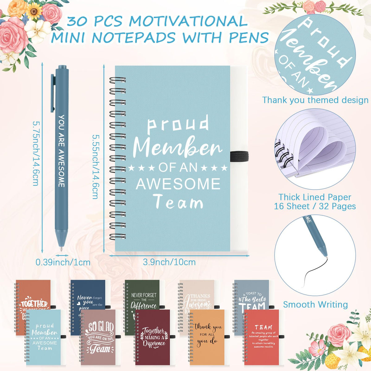 Willinglong 60 Pcs Employee Appreciation Gift Set, Including 16oz Thank You Tumblers Notebooks Ballpoint Pens and Bags Holiday Gifts for Office Colleagues, Teachers and Team(Difference,Vibrant Color)