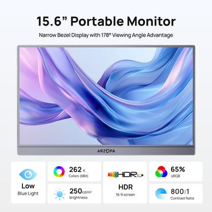 ARZOPA 17.3" Portable Monitor, 1080P FHD 103% sRGB IPS Gaming Monitor Laptop Monitor with Built-in Kickstand HDMI USB C External Screen for PC Mac Phone Xbox PS5 - A1M