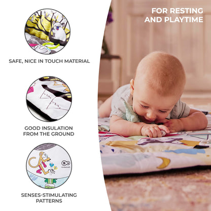 Kinderkraft Baby Playmat SMARTPLAY, Educational Mat, Activity Play Gym, with Ajustable Fitness Frame, Playpen Function, Accessories, Hanging Rattle, 5 Toys, 30 Balls, for Newborn, Suitable from Birth
