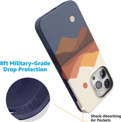 Casely iPhone 15 Pro Max Case | Opposites Attract | Day & Night Colorblock Mountain | Compatible with MagSafe | Bold Protective Design and Action Button