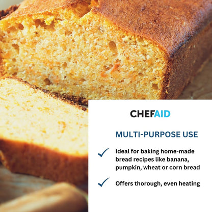 Chef Aid Non-Stick 2lb Loaf Tin, 900g Rectangular Bread pan, 25.3cm x 13cm x 6cm. Ideal for Bread, Loaves, Cakes and Bakes. Handwash, Fridge and Freezer Safe, Grey
