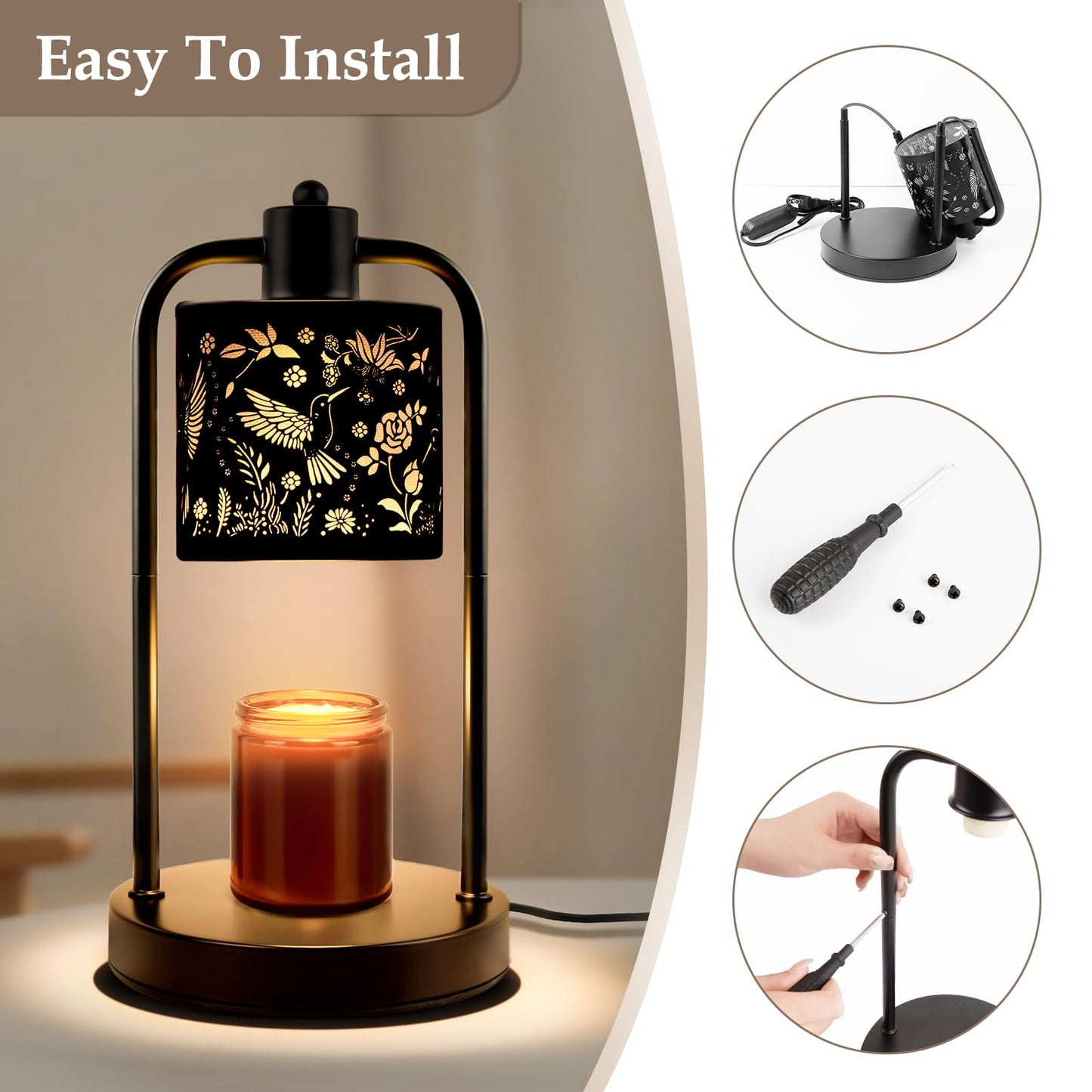 FullyCare Candle Warmer Lamp Electric with Timer: Wax Melts for Warmer Yankee Candles Large - Dimmable Candle Warmer for Birthday Christmas Gift Bedroom Home Decor