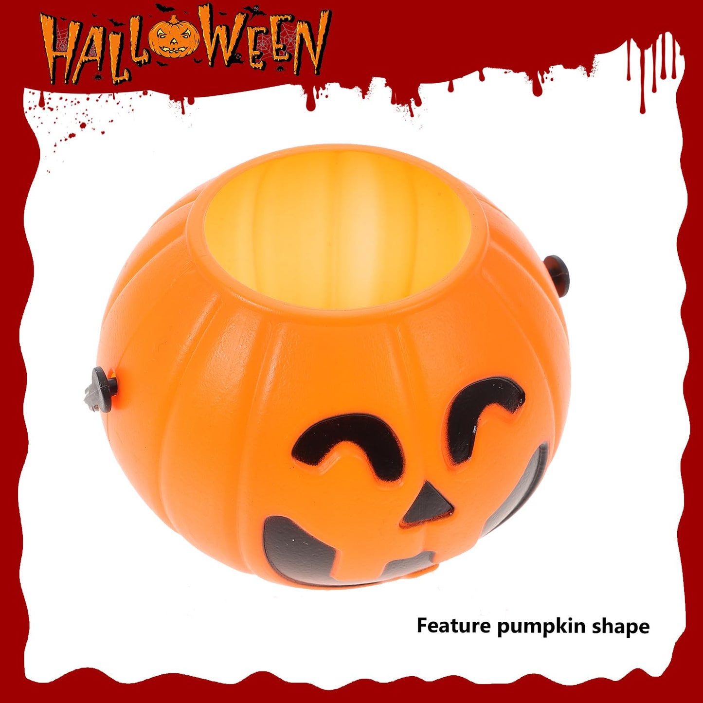 LUOEM 10pcs Mini Halloween Pumpkin Candy Bucket Little Plastic Pumpkin Bucket Children Trick or Treat Bags for Party Favors Table Decoration Props 3.34 x 2.16 x 1.77 Inch (Orange)