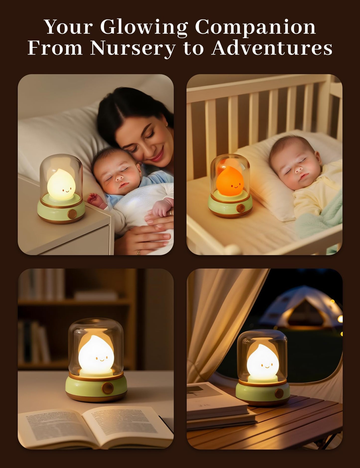 BANDIANCY Cute Smiley Night Light with White Noise, Vintage Flickering Flame Lamp, USB Rechargeable Dimmable Sleep Timer, Cozy Lamp Sleep Aid Sound Machine for Bedroom