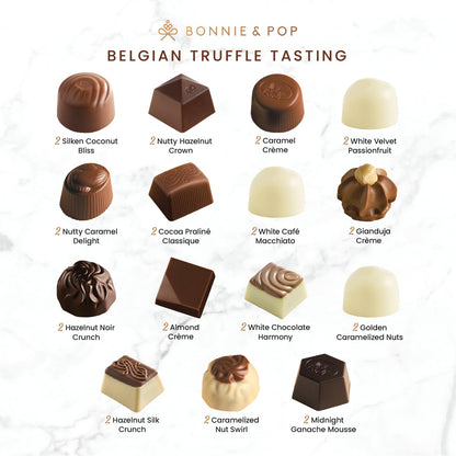 Chocolate Gift Basket– Holiday Candy Gift Box with Assorted Milk, Dark & White Chocolate Truffles – Food Present Idea for Valentines Day, Men, Women, Corporate, Get Well, Sympathy, Birthday- Bonnie & Pop