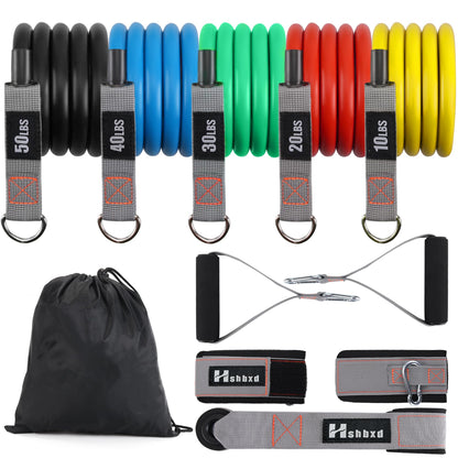 Resistance Bands with Handles for Working Out Women and Men, Exercise Bands with Door Anchor, Stretch Bands for Home Workouts, Simple Guide Included