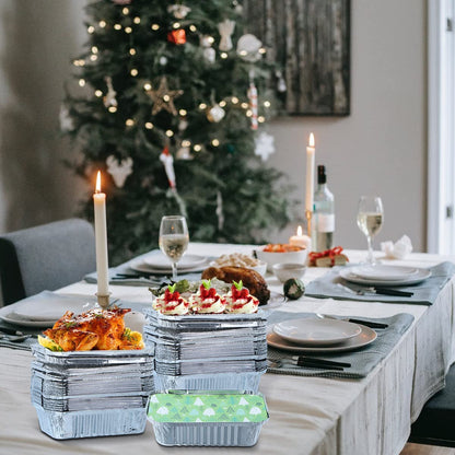JOYIN 36 Pcs Christmas Cookie Tins with Lids for Gift Giving, Rectangle Treat Foil Exchange Containers, 7"x5"x2" Disposable Food Storage Pan for Holiday Leftovers Goodie Container