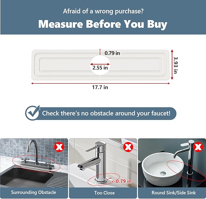 Faucet Mat for Kitchen Sink, Rapidly Absorbing Diatomite Fast Drying Stone