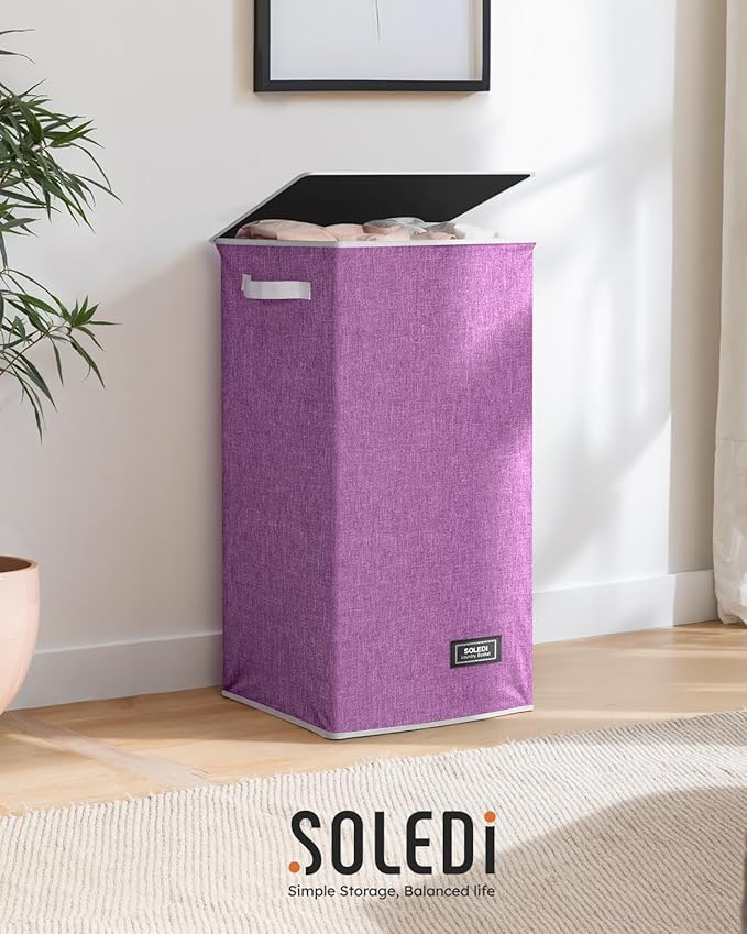SOLEDI Laundry Hamper with Lid 100L Large & Tall Collapsible Laundry Basket